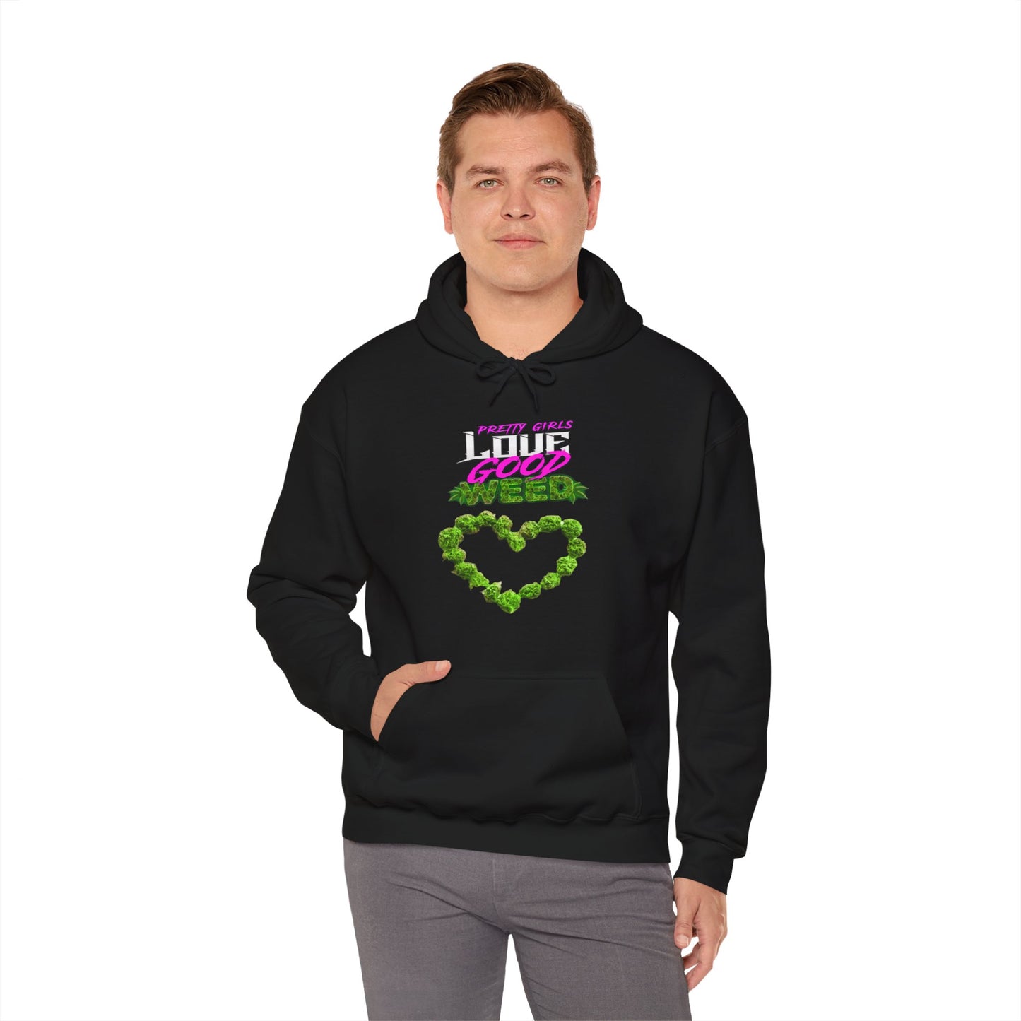Pretty Girls Love Good Weed Unisex Heavy Blend™ Hooded Sweatshirt