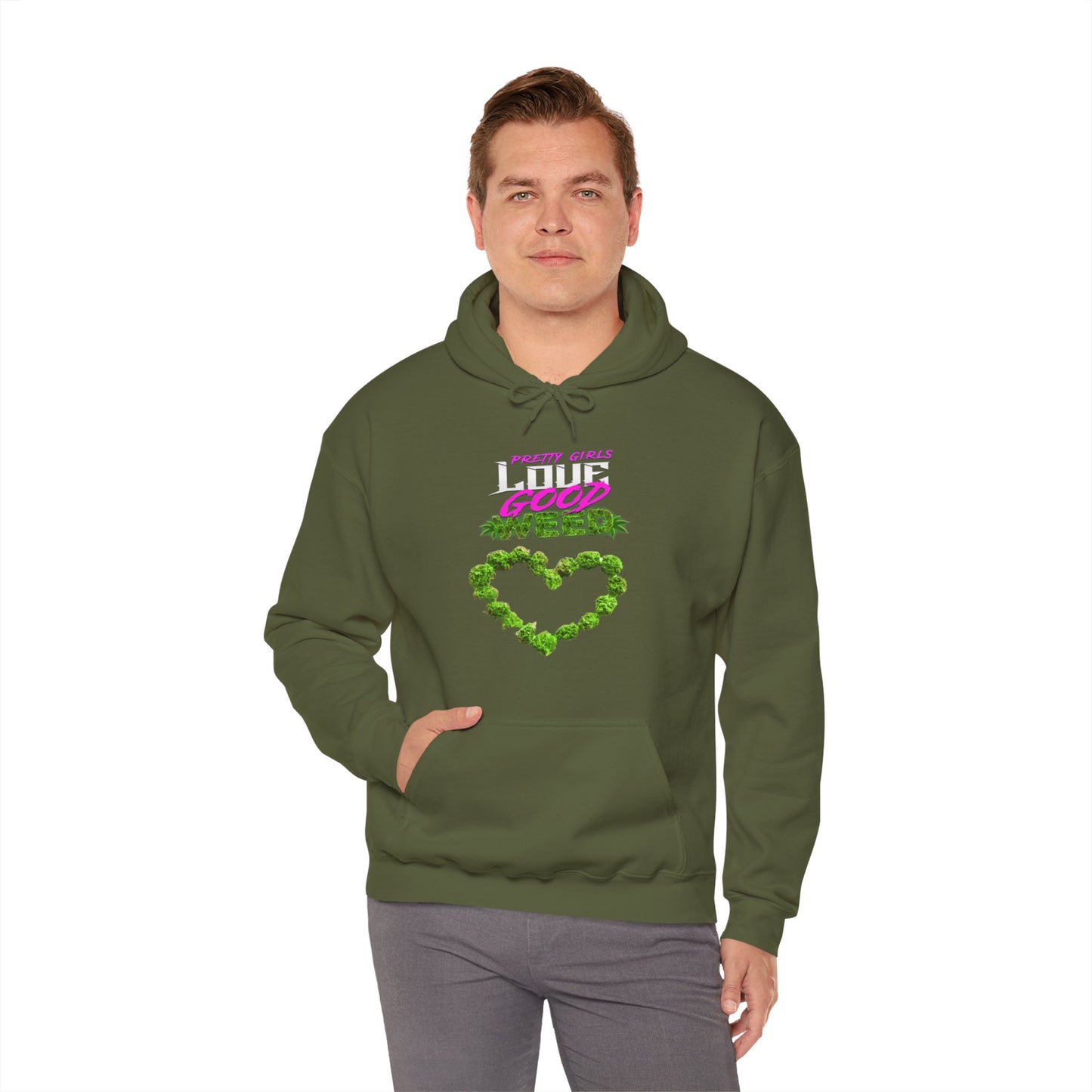 Pretty Girls Love Good Weed Unisex Heavy Blend™ Hooded Sweatshirt