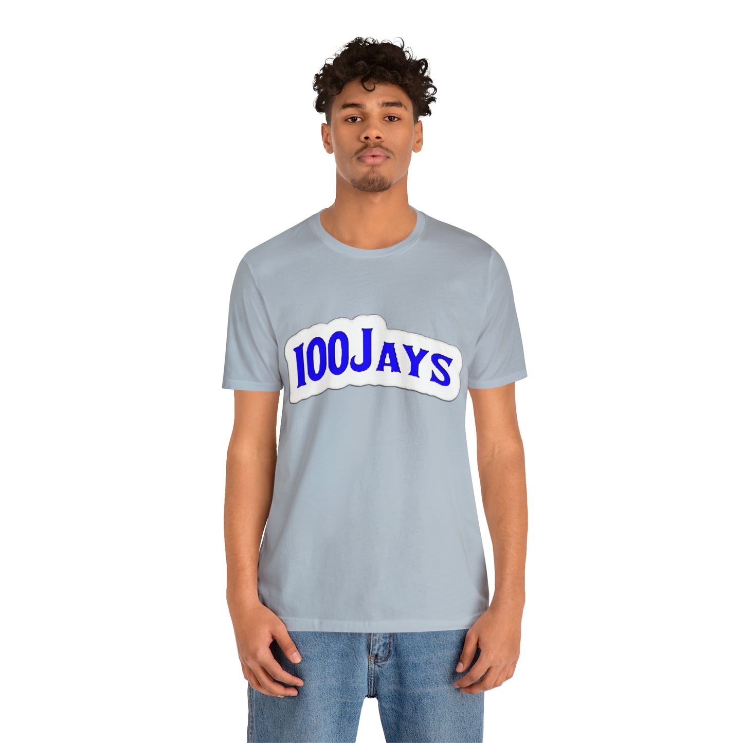 Camiseta de manga corta de jersey unisex blanca y azul clásica de 100 Jays 