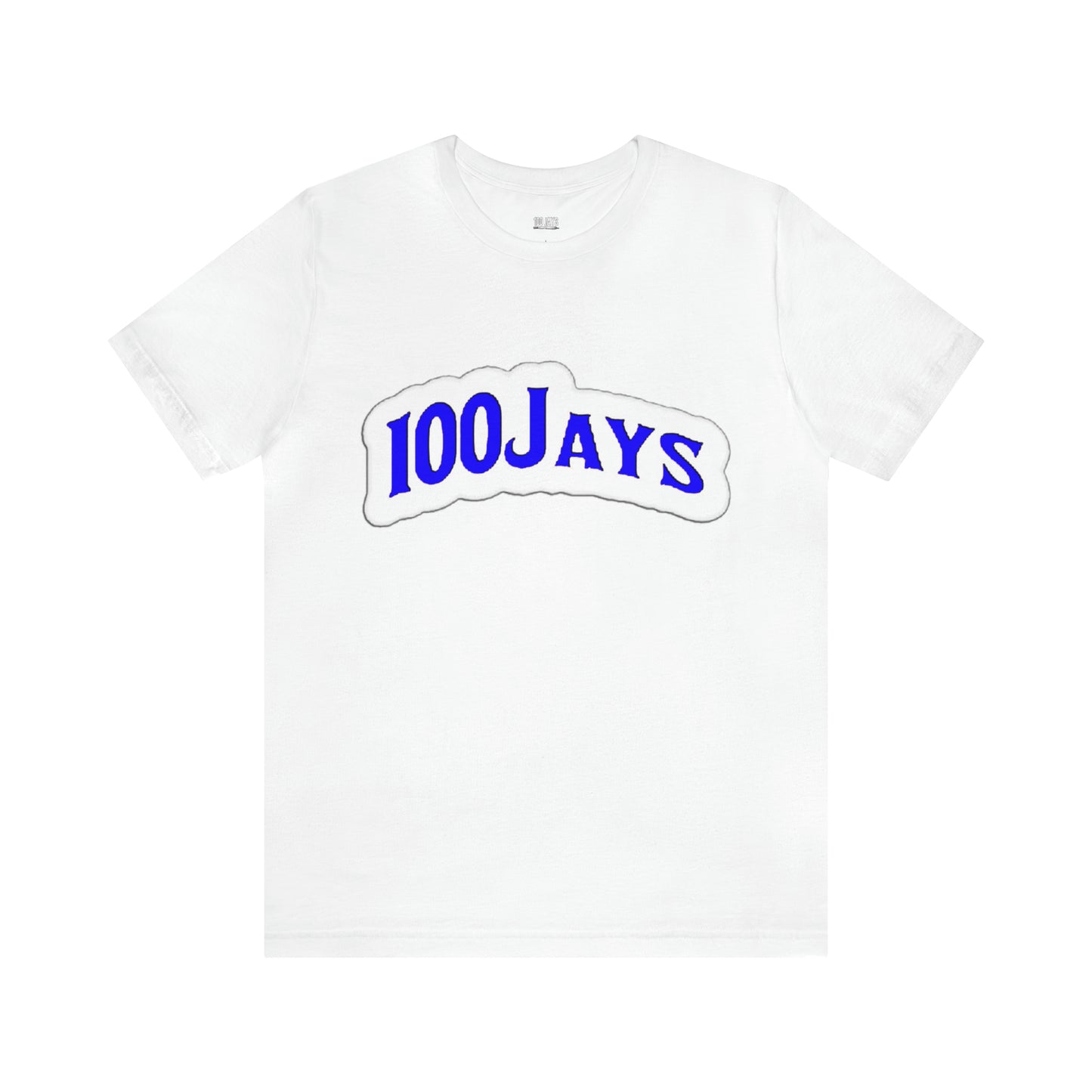 Camiseta de manga corta de jersey unisex blanca y azul clásica de 100 Jays 