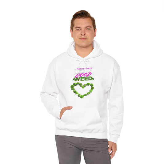 Pretty Girls Love Good Weed Unisex Heavy Blend™ Hooded Sweatshirt