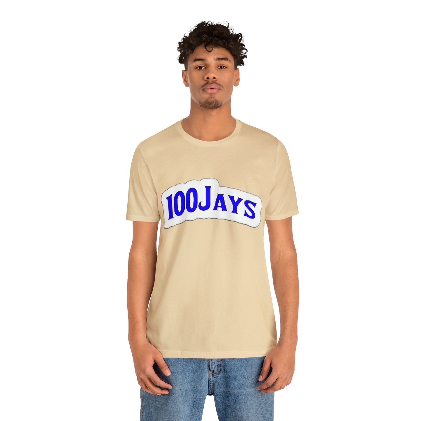 Camiseta de manga corta de jersey unisex blanca y azul clásica de 100 Jays 