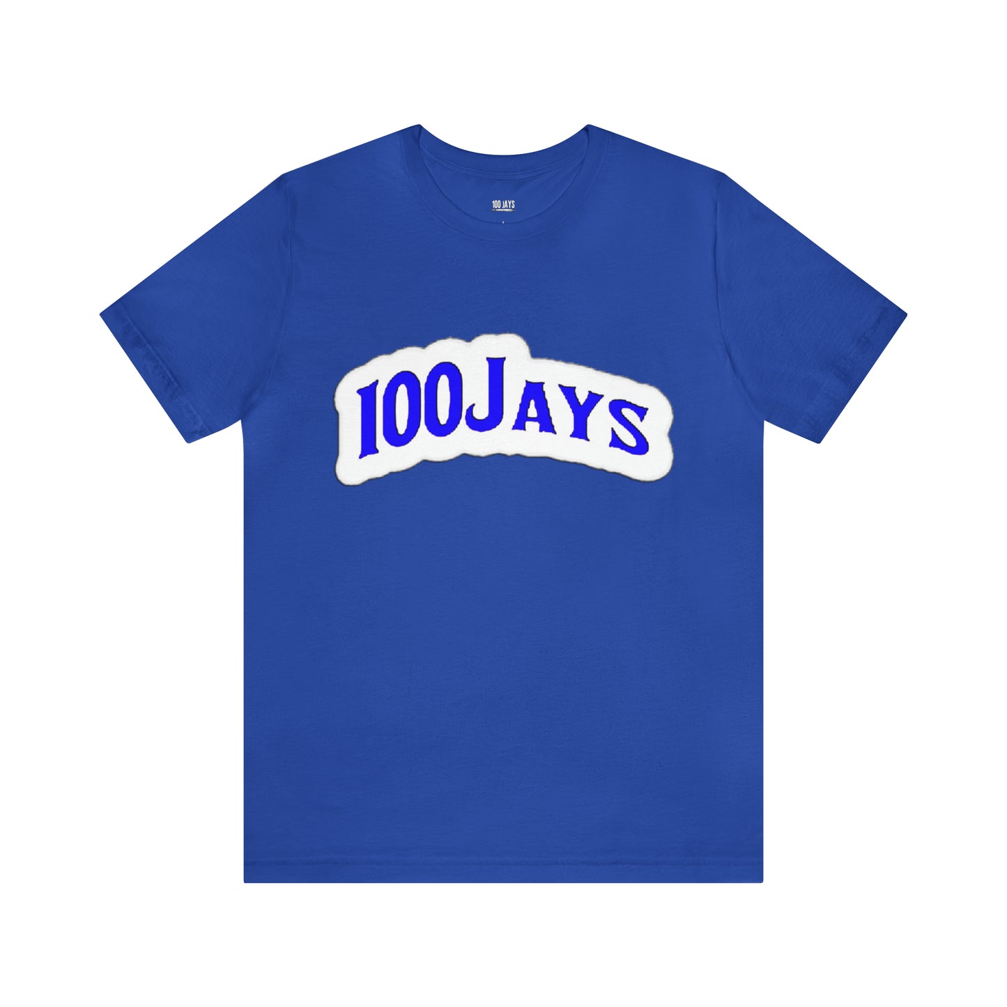 Camiseta de manga corta de jersey unisex blanca y azul clásica de 100 Jays 